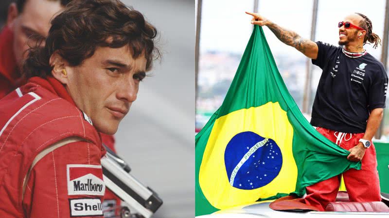 Ayrton Senna (esq.) e Lewis Hamilton (dir.) - Getty Images
