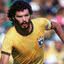 Emblemática fotografia de Sócrates em partida pela Seleção Brasileira de Futebol