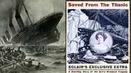 Ilustração do naufrágio e pôster de 'Saved from the Titanic' - Willy Stower e Domínio Público via Wikimedia Commons