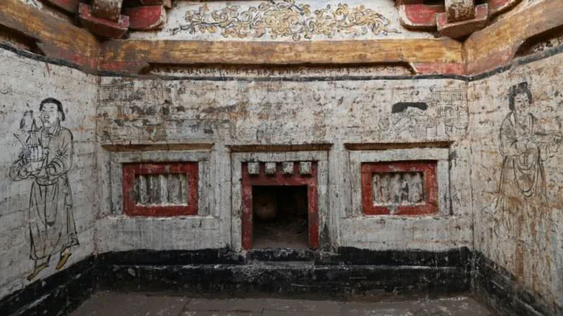 Fotografia de uma das tumbas ornamentadas descobertas na China - Divulgação/Instituto Shanxi de Relíquias Culturais e Arqueologia