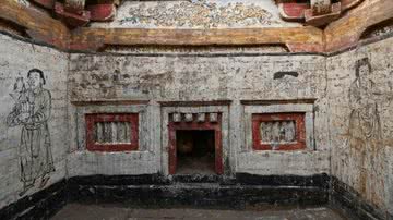 Fotografia de uma das tumbas ornamentadas descobertas na China - Divulgação/Instituto Shanxi de Relíquias Culturais e Arqueologia