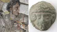 Mosaico retratando Alexandre, o grande e o item encontrado por arqueólogos amadores - Domínio público e Reprodução / Museum Vestsjaelland