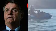 Montagem com foto de Bolsonaro em moto aquática - Getty Images e Reprodução/Video/Redes Sociais