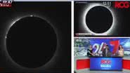 Registro da transmissão do eclipse na televisão - Reprodução/Vídeo/X