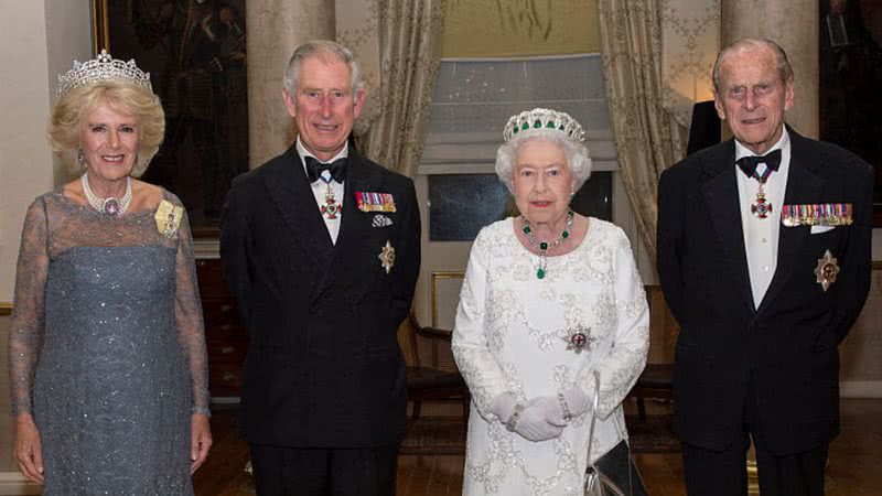 Camila, Philip, Elizabeth II e Charles, respectivamente - Getty Images