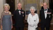 Camila, Philip, Elizabeth II e Charles, respectivamente - Getty Images