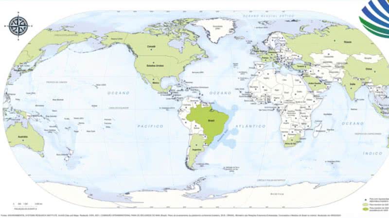 O novo mapa-múndi do IBGE - Divulgação/Instituto Brasileiro de Geografia e Estatística (IBGE)