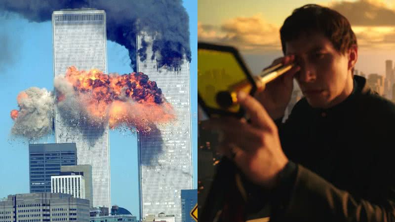 Imagem do atentado de 11 de setembro e do filme ‘Megalopolis’ (2024) - Getty Images e Divulgação/American Zoetrope