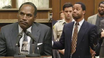 O julgamento de O.J. Simpson (esq.) e sua retratação na série (dir.) - Getty Images e Divulgação/FX