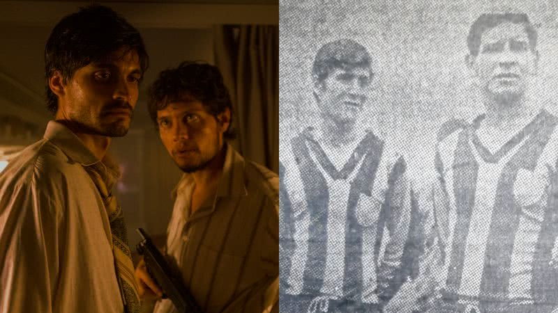 Eusébio Borja e Francisco Solano Lopez em 'O Sequestro do Voo 601' e na vida real - Divulgação/Netflix / Reprodução/X/@TonySapienza1