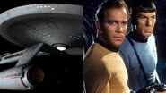 A nave de Star Trek e os personagens James T. Kirt e Spock - Divulgação / Paramount Global