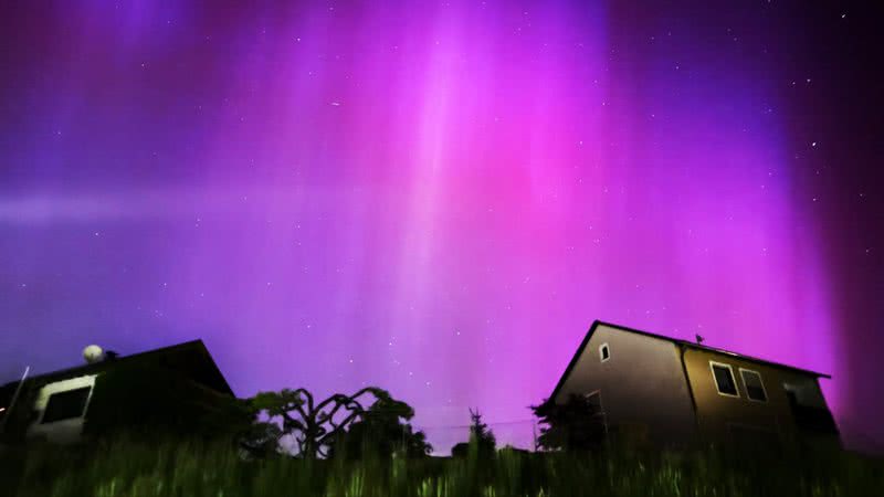A aurora boreal na Baviera, Alemanha - Reprodução/Redes Sociais/X/@marealvares