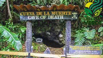 Placa na entrada da Caverna da Morte - Divulgação/Recreo Verde