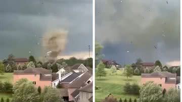 Tornado arrancou teto de igreja nos EUA - Divulgação/vídeo/UOL
