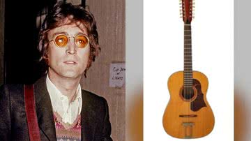 John Lennon (à esqu.) e o violão (à dir.) - Getty Images e Julien’s Auctions