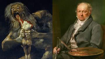 'Saturno devorando um filho' e retrato do pintor espanhol Francisco de Goya - Domínio Público via Wikimedia Commons