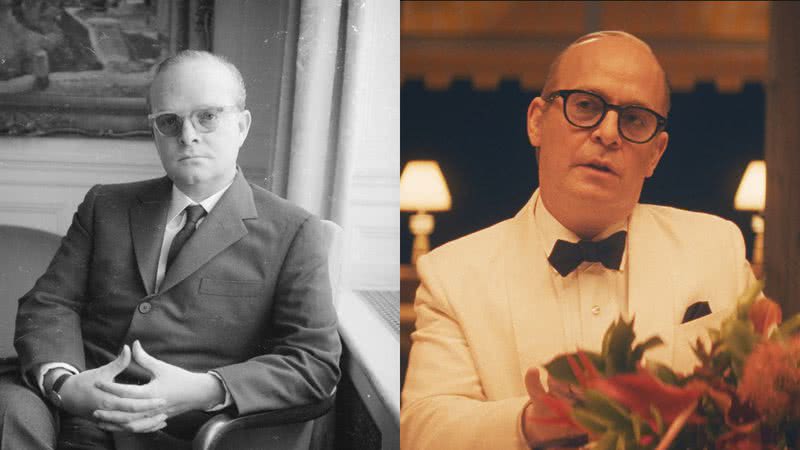 Truman Capote na vida real e na série, respectivamente - Getty Images e Divulgação/Star+