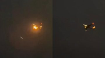 Imagens do avião com motor em chamas, na Nova Zelândia - Reprodução/Vídeo/YouTube/@GuardianAustralia
