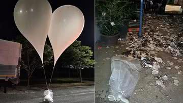 Balões enviados pela Coreia do Norte - Foto: Reprodução