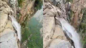 Imagens da cachoeira chinesa - Reprodução/Vídeo/X/@Metropoles