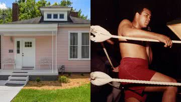 Casa de Ali que está à venda e o lutador em um ringue - Divulgação/Christie's International Real Estate Bluegrass e Wikimedia Commons, sob licença Creative Commons