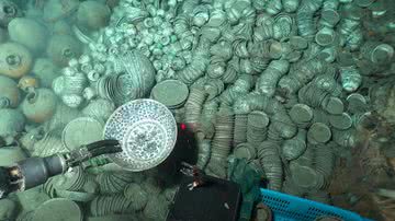 Alguns artefatos recuperados de naufrágios na China - Divulgação/Xinhua/NCHA