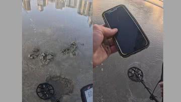 Jovem encontrou iPhone com auxílio de detector de metais - Divulgação/Redes sociais