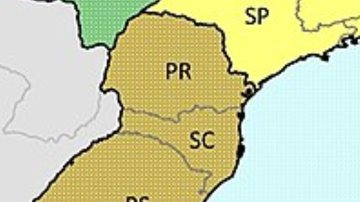Recorde do mapa do Brasil com os estados do Paraná (PR) e Santa Catarina (SC) - Domínio Público via Wikimedia Commons