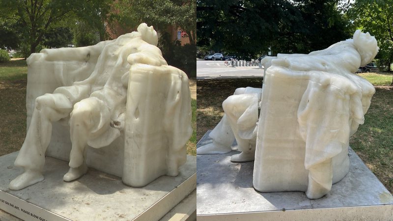 Estátua de cera de Abraham Lincoln derretida após onda de calor - Reprodução/Redes Sociais/X/@JohnDoranTV