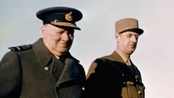 Winston Churchill ao lado de Charles De Gaulle em janeiro de 1944 - Getty Images