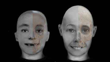 Reconstruções faciais dos dois meninos encontrados em antigo enterro huno na Polônia - Divulgação/Marta Barszcz