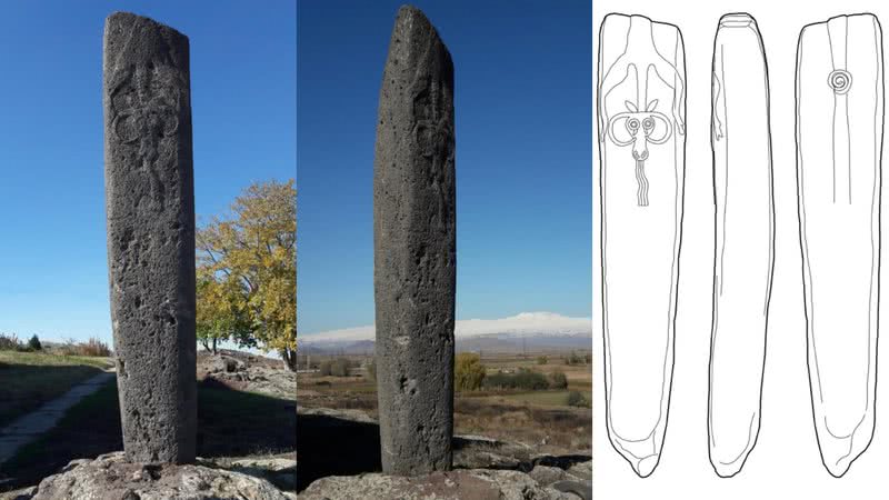Monólito "pedra do dragão" sob a qual foram encontradas duas sepulturas infantis - Divulgação/A. Hakhverdyan