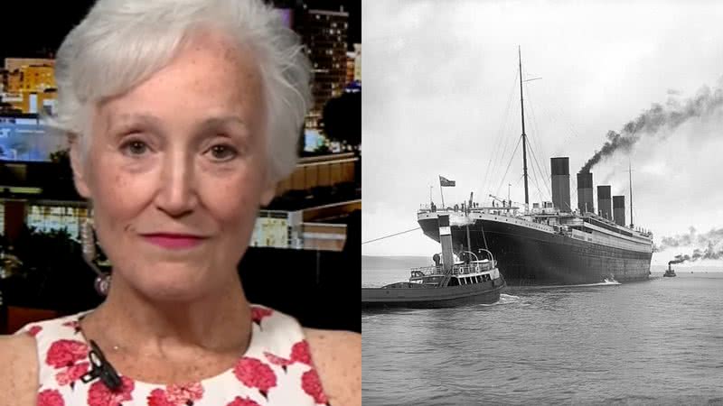 Shelley Binder e o RMS Titanic - Reprodução/Vídeo/YouTube/TalkTV e Domínio Público via Wikimedia Commons