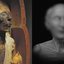 Múmia de Ramsés II e recriação em 3d de seu rosto