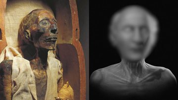 Múmia de Ramsés II e recriação em 3d de seu rosto - Divulgação / Reprodução/Cicero Moraes