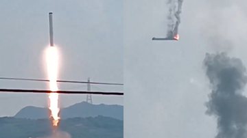 Imagens de vídeo em que é possível observar lançamento e queda de foguete chinês - Reprodução/Vídeo/X/@AJ_FI