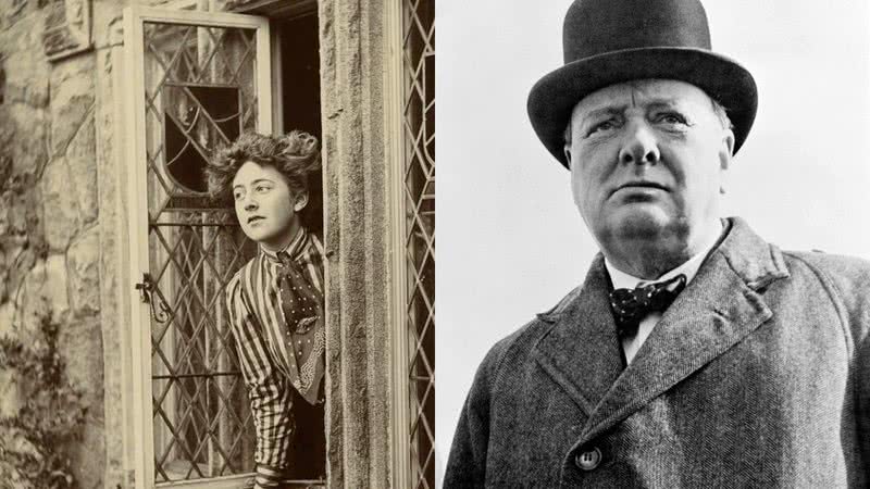 Retratos de Agatha Christie e Winston Churchill respectivamente - Wikimedia Commons