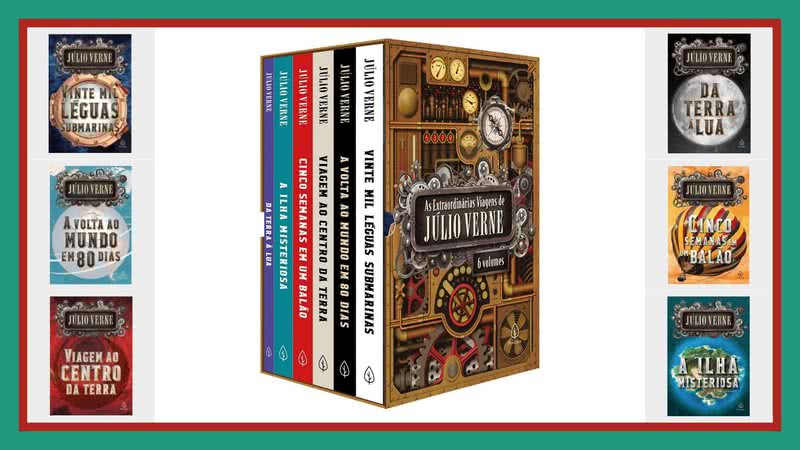 Capa de um dos boxes fantásticos com as obras de Júlio Verne, disponíveis na Amazon - Créditos: Reprodução / Amazon
