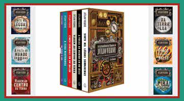 Capa de um dos boxes fantásticos com as obras de Júlio Verne, disponíveis na Amazon - Créditos: Reprodução/Amazon