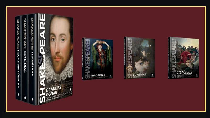 Box com grandes obras de William Shakespeare vem em 3 volumes, com exclusividade na Amazon - Crédito: Reprodução / Nova Fronteira