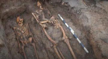 Foto de esqueletos humanos achados na abadia de Vreta, na Suécia - Foto: Divulgação / Arkeologerna