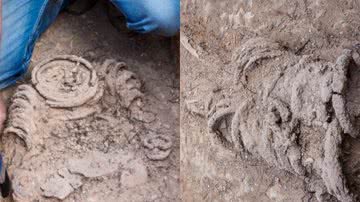 Imagem dos restos do monge bizantino encontrados - Divulgação / Autoridade de Antiguidades de Israel