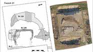 Planta e fotografia aérea de antiga casa do Neolítico - Divulgação/V.Ard e A. Laurent