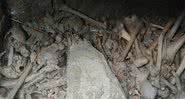 Foto dos restos mortais encontrados nas catacumbas - Divulgação / Instagram / Distrito de Dakhadayevsky