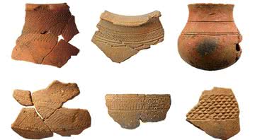 Fotografia de alguns dos potes de barro usados no estudo - Divulgação/ Archaeological and Anthropological Sciences