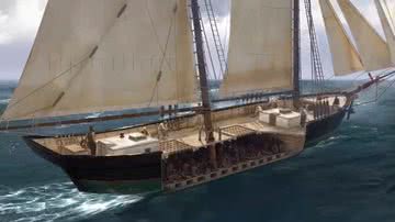 Reprodução digital do navio Clotilda - Divulgação / YouTube / PBS NewsHour
