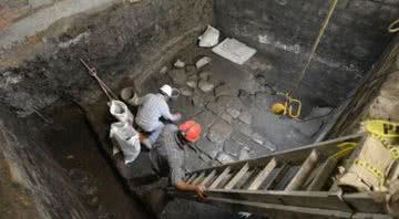 Arqueólogos trabalhando nas descobertas na Cidade do México - Divulgação / Instituto Nacional de Antropologia e História do México