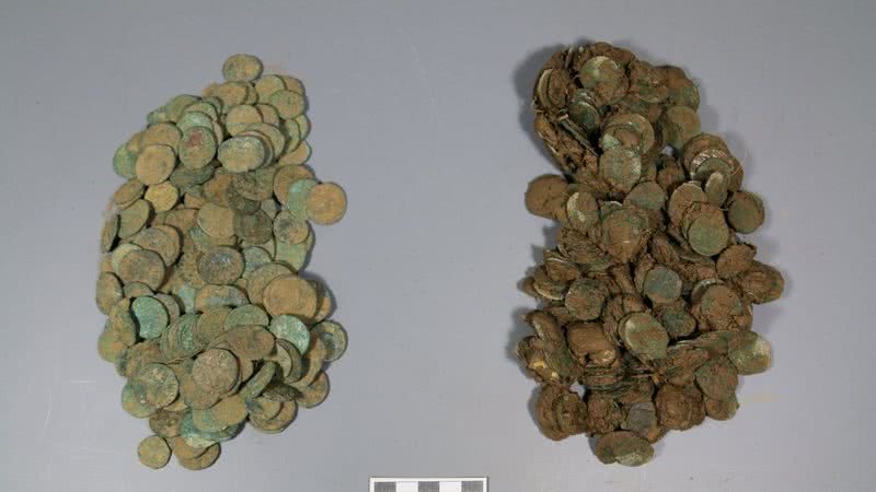 Fotografia de algumas das moedas - Divulgação/ Agentscap Onroerend Erfgoed