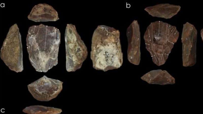 Fotografia de pedras que utilizam tecnologia analisada no estudo, e foram encontradas em local habitado por Neandertais - Divulgação/ Museu Penn