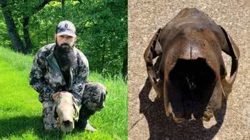 Crãnio de preguiça-gigante achada nos Estados Unidos - Divulgação/ Facebook Elizabeth Adkins e Kevin Adkins